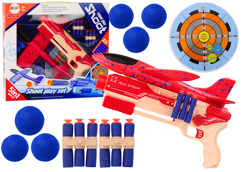 Dart Gun Foam Balls Plane Launcher Shield Set 5in1