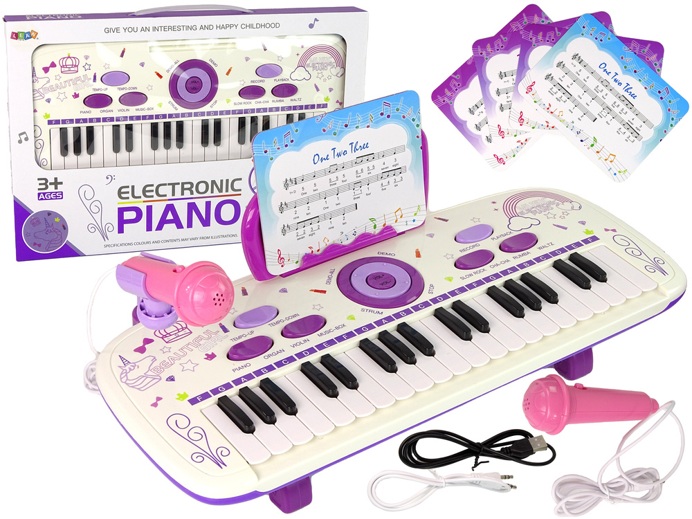 Electric Piano Keyboard For Kids Pink USB MP3 notes