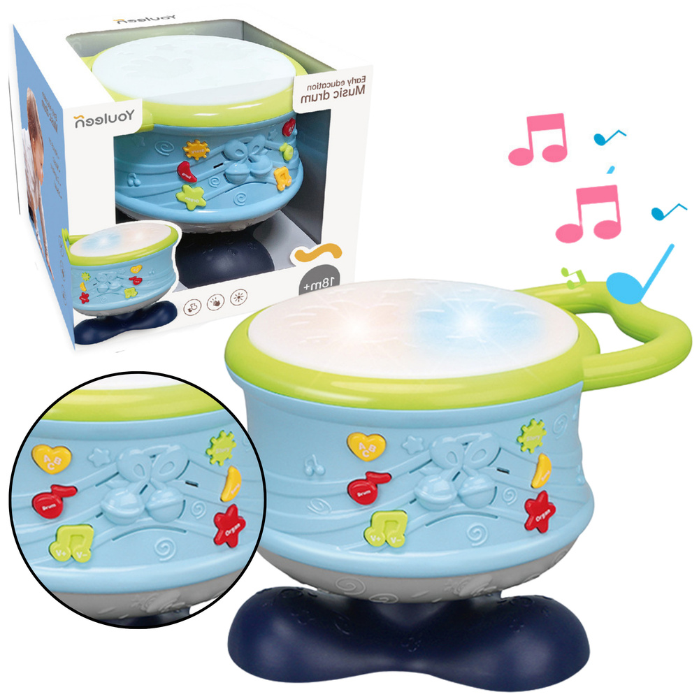 interactive Musical Drum Educational Lights Sounds Blue