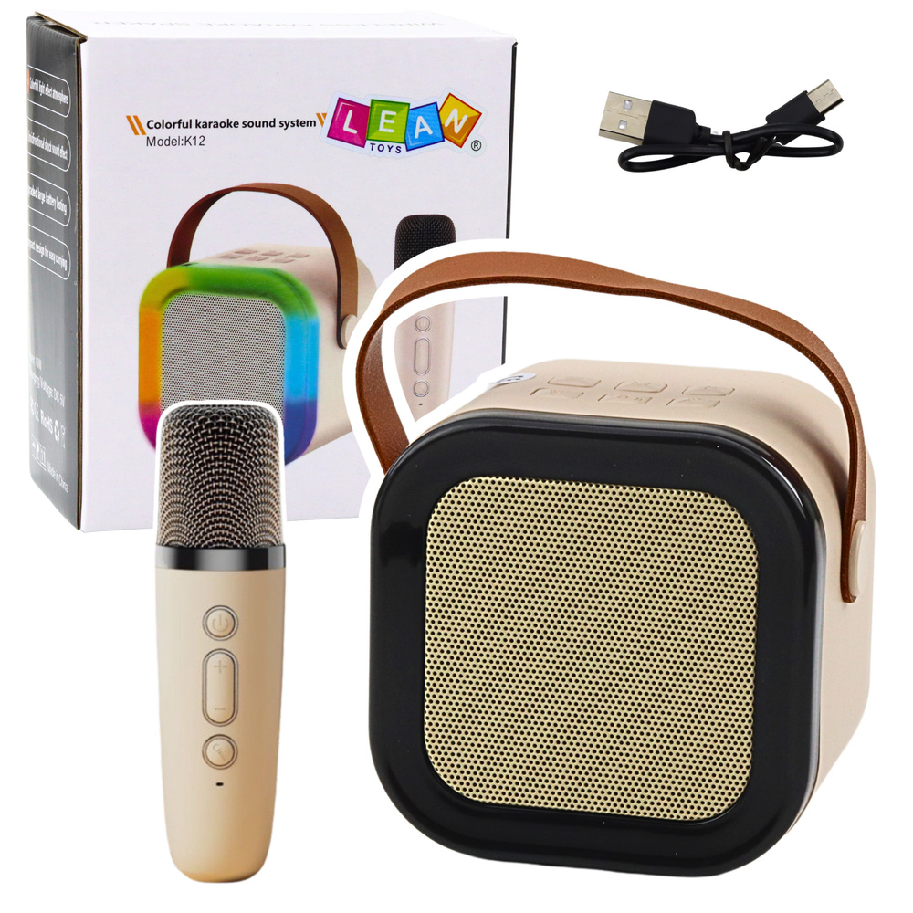 Karaoke Speaker Microphone Wireless K12 RGB Bluetooth Beige