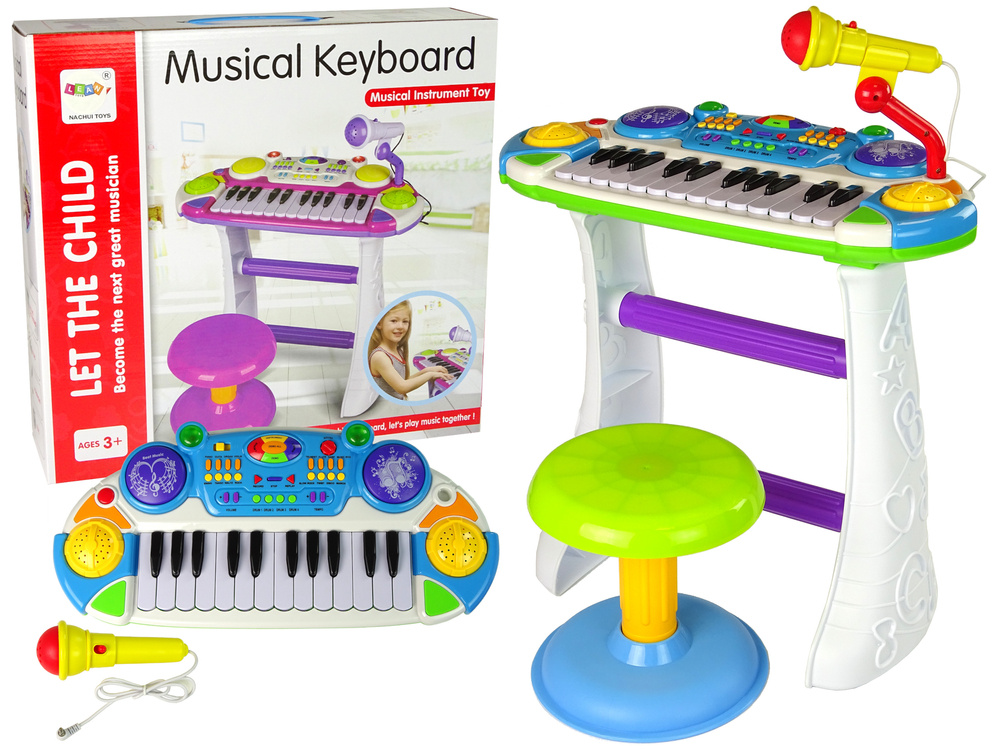 Organ Keyboard Chair Microphone Blue