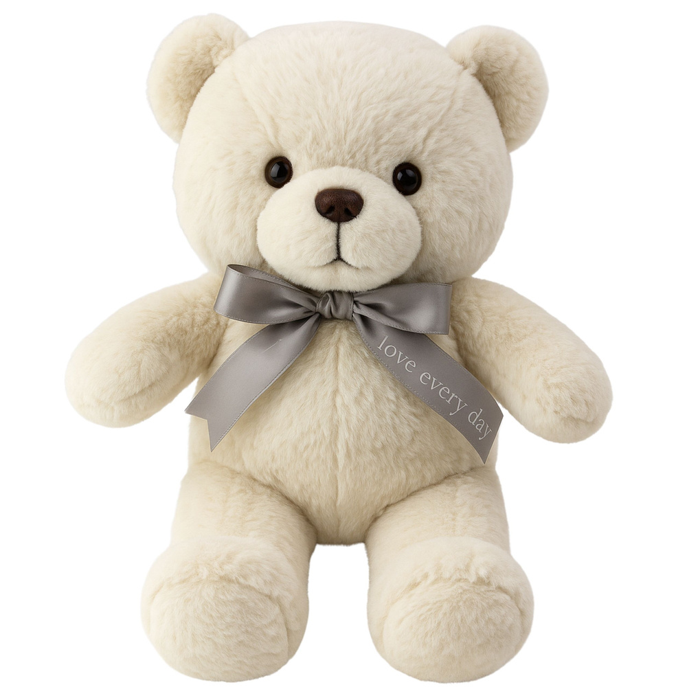 Plüsch Maskottchen Kuscheltier Teddybär mit Schleife Happy Every Day Weiß 55cm