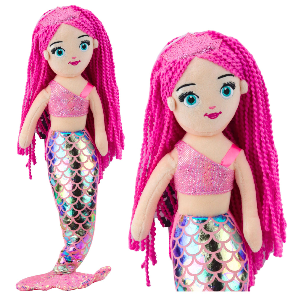 Plush Mermaid Cuddly Toy Holographic Tail Pink 48cm