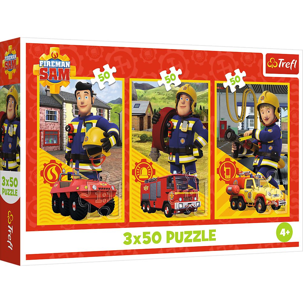 Puzzle - 3x50 - Fireman Sam Fire Station Crew Trefl 34880