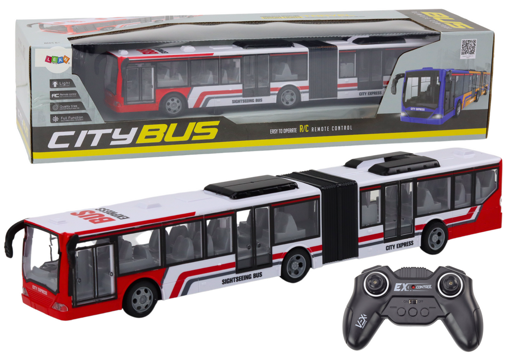 Radiovadāmā autobuss ar pulti City Bus Red and White