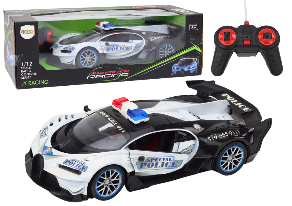 Radiovadāmā mašīna ar pulti Police Car White