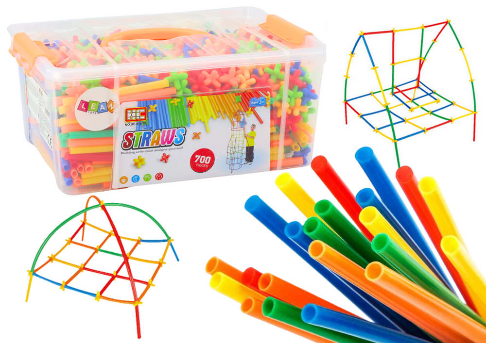 Set of Straws for 3D Construction in a Box Colorful 800 pcs