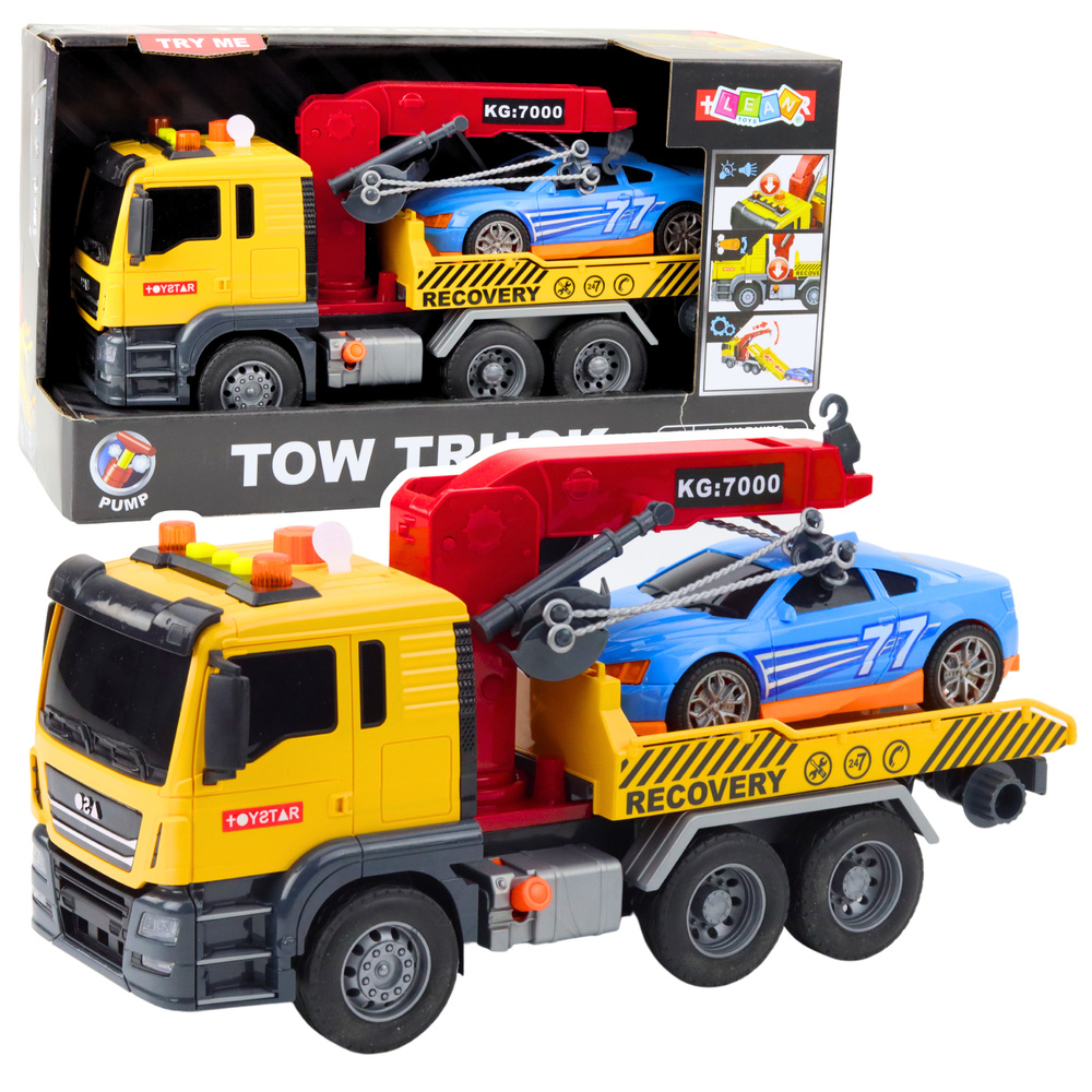 Tow Truck With Crane Race Car Lights Sounds