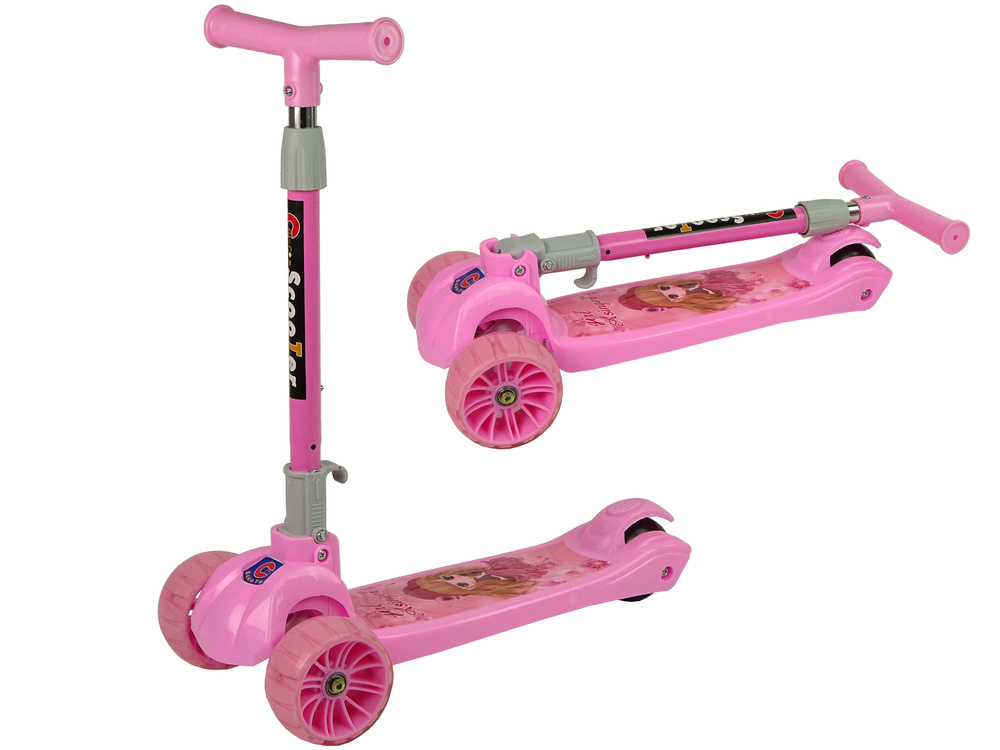 Tricycle Balance Scooter Luminous Wheels Pink Girl