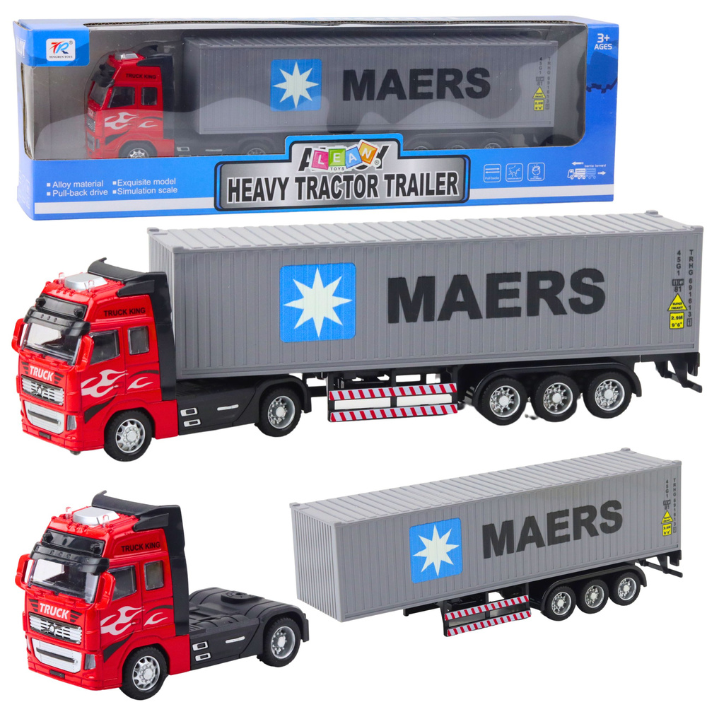 Truck Container With Pull-Back Drive Opening Doors Gray Red