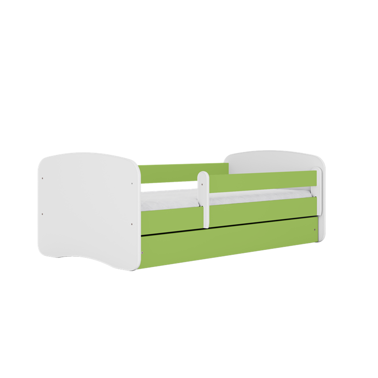 Bed babydreams green without pattern with drawer with mattress 140/70