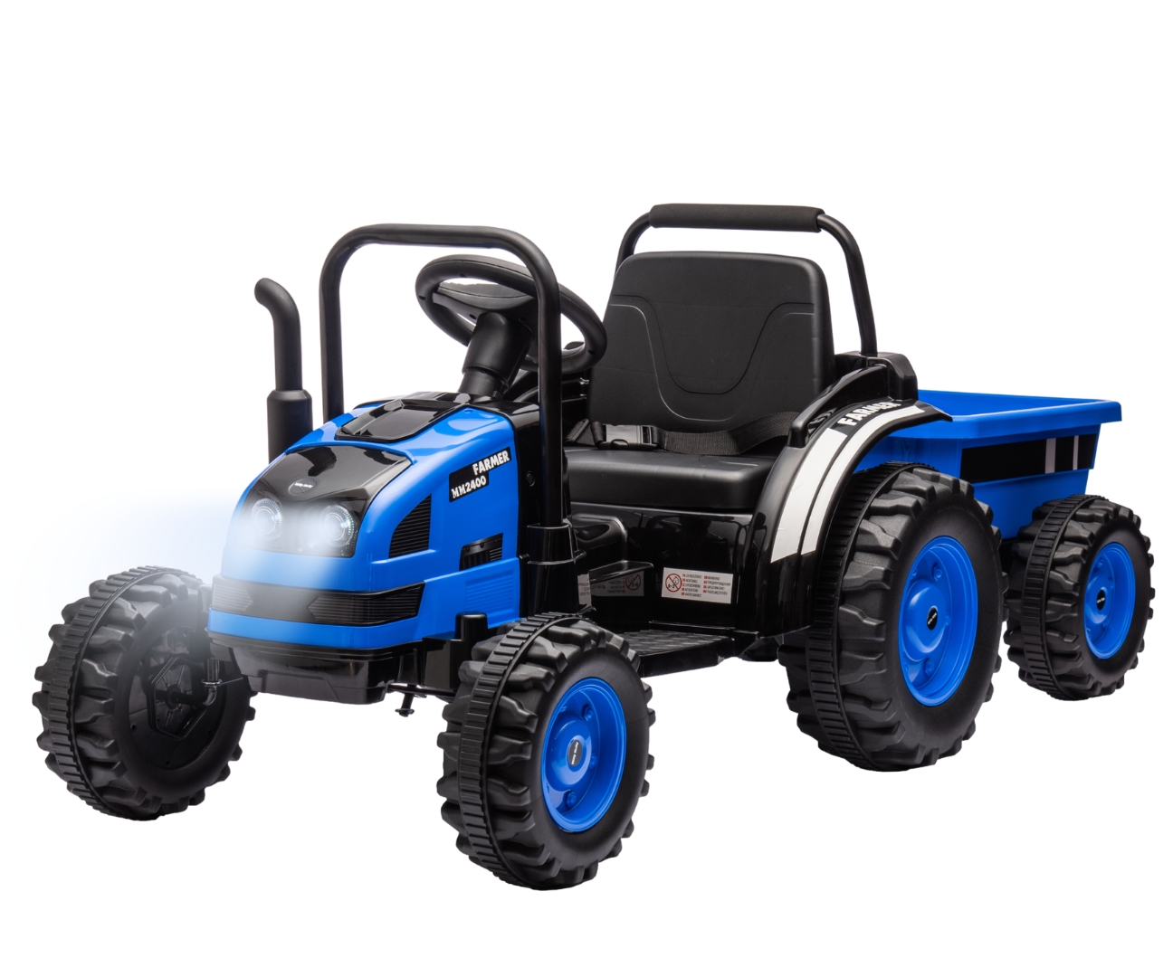 Bērnu elektriskais traktors ar piekabi Farmer Blue