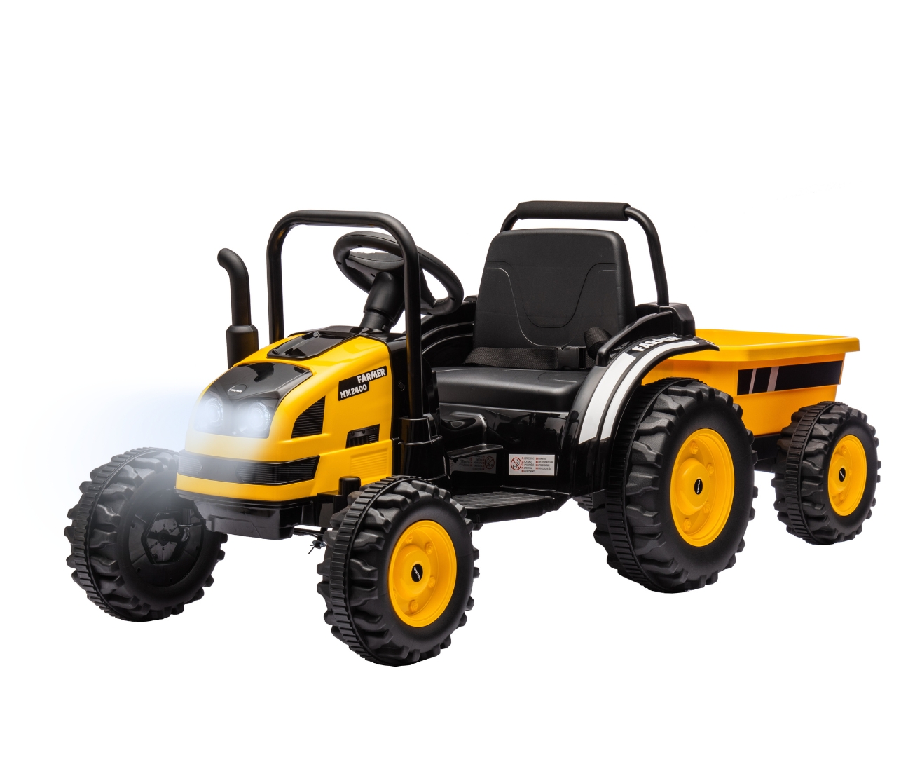 Bērnu elektriskais traktors ar piekabi Farmer Yellow