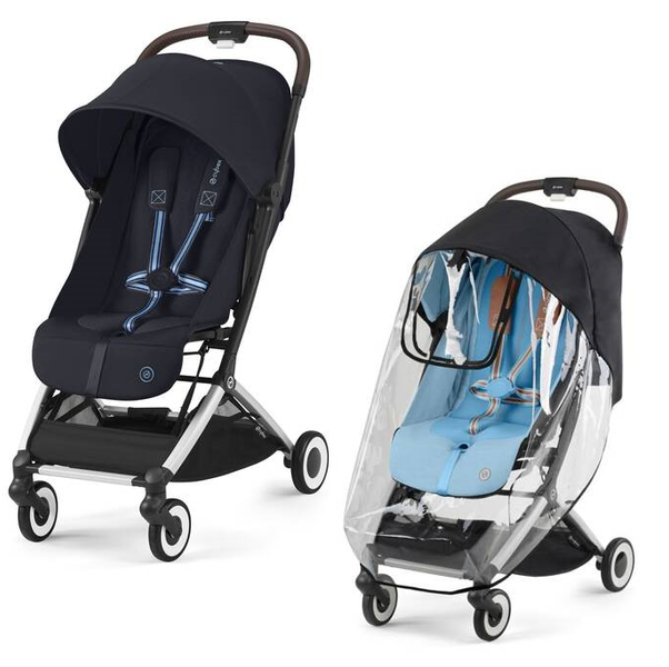 Cybex Orfeo Dark Blue/Silver Pastaigu rati + Lietus plēve