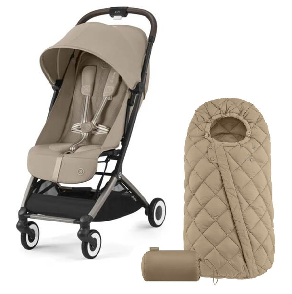 Cybex Orfeo Almond Beige/Taupe  Pastaigu rati + Guļammaiss Cybex Snogga 2