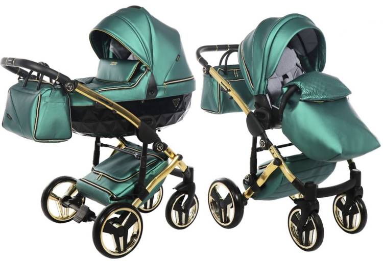 Junama Fluo Line Col.02 Green gold Bērnu rati 2in1