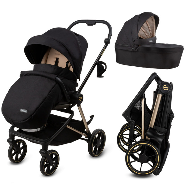 Kidwell Velmont Black Beige Bērnu rati 2in1