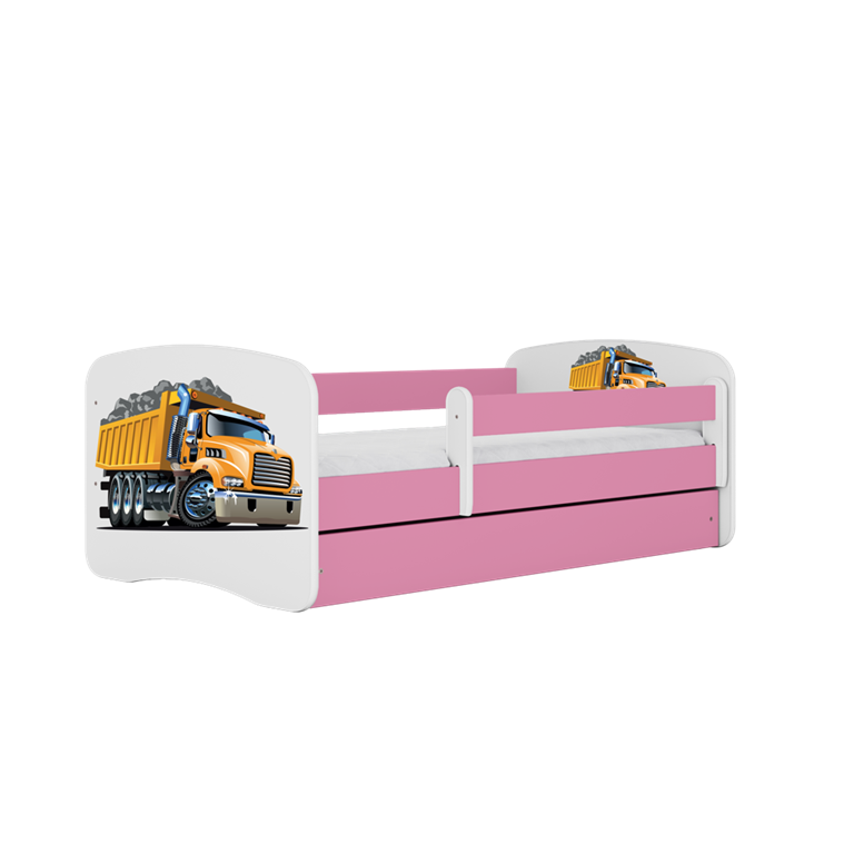 Bērnu gulta Pink Truck ar kasti ar matraci 160/80