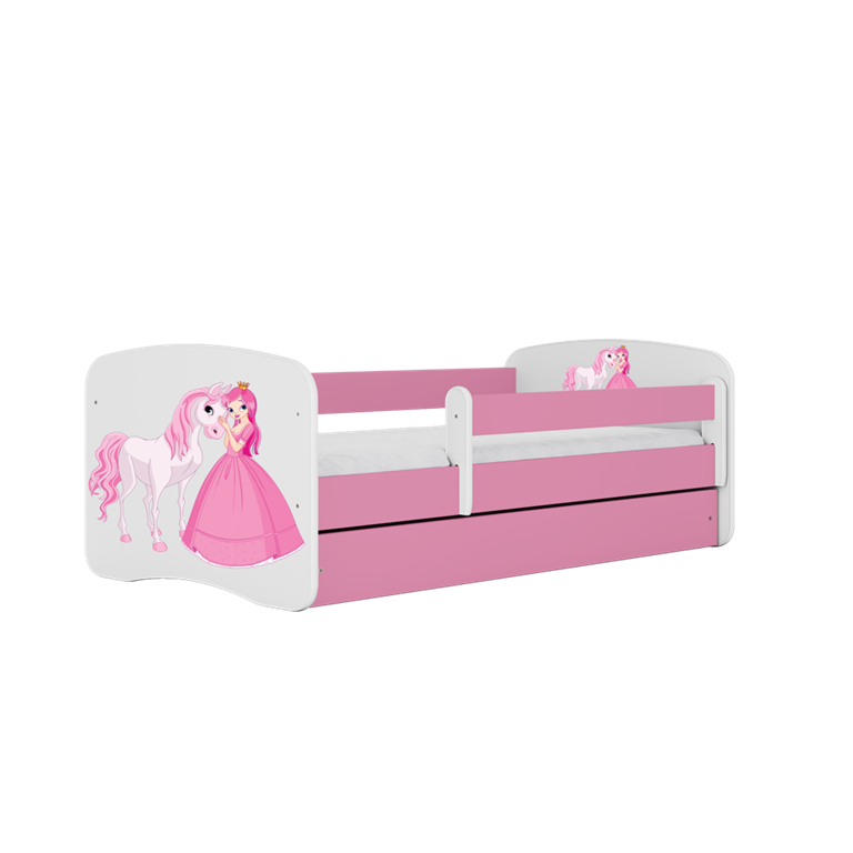 Łóżko babydreams różowe księżniczka konik bez szuflady materac 180/80