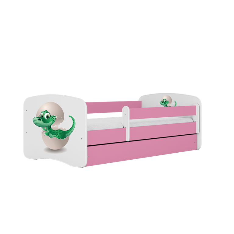 Bērnu gulta Pink Little Dino bez izvelkamās atvilktnes ar matraci 160x80