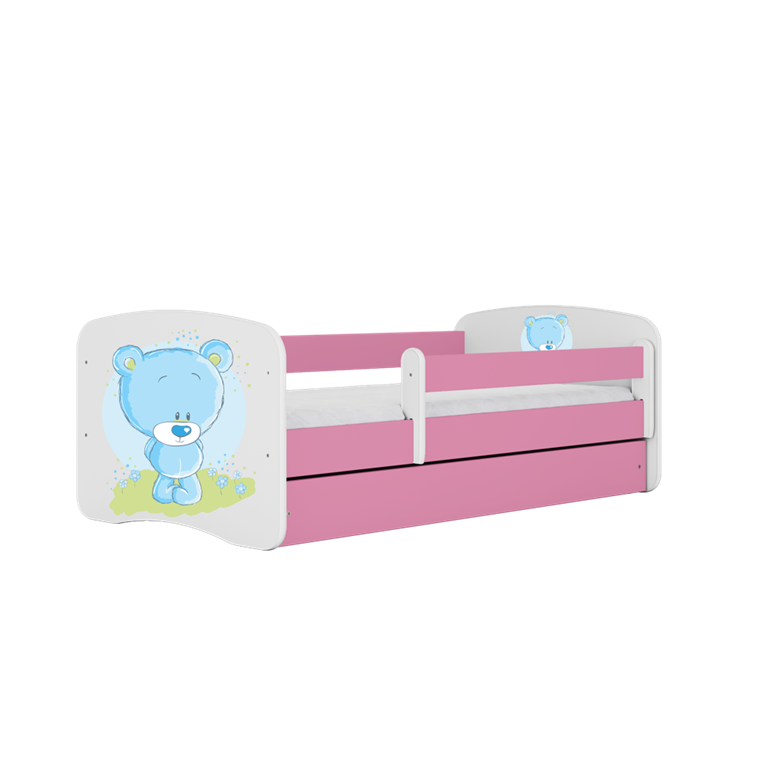 Bērnu gulta Pink Blue Bear ar kasti ar matraci 160/80