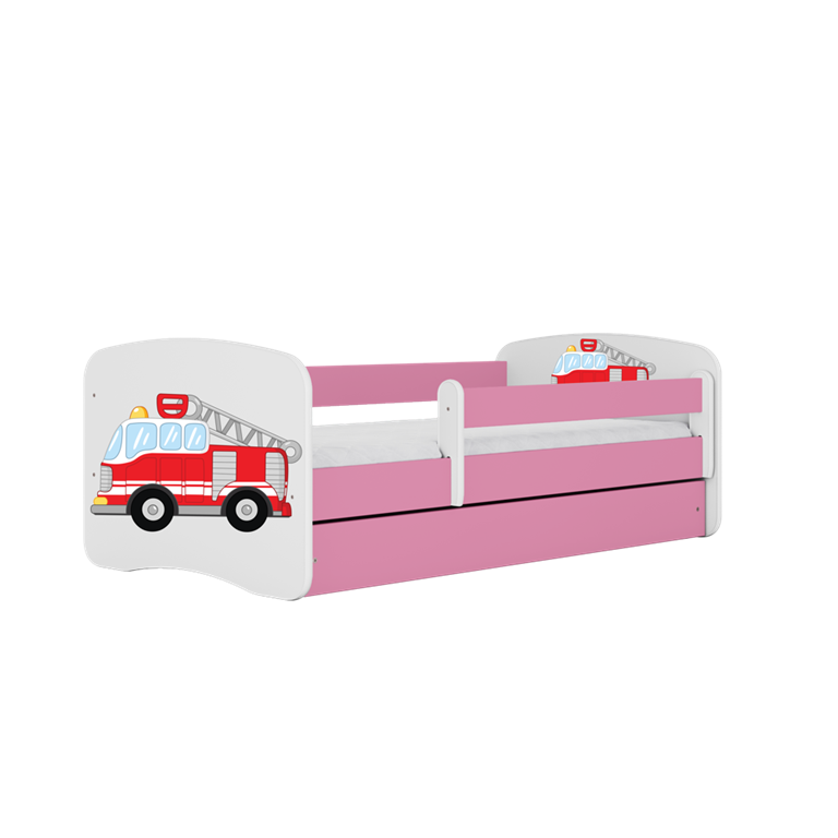 Łóżko babydreams różowe straż pożarna bez szuflady materac 180/80