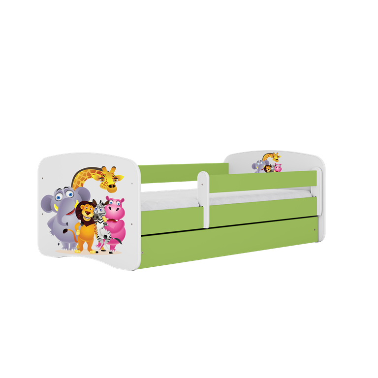 Łóżko babydreams zielone zoo bez szuflady materac 180/80