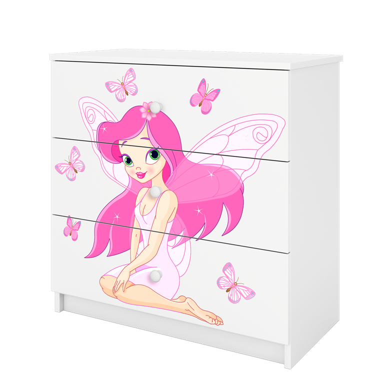 Komoda babydreams biała wróżka z motylkami