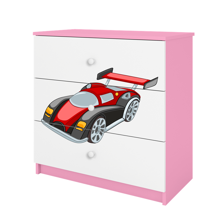 Komoda babydreams różowa auto wyścigowe
