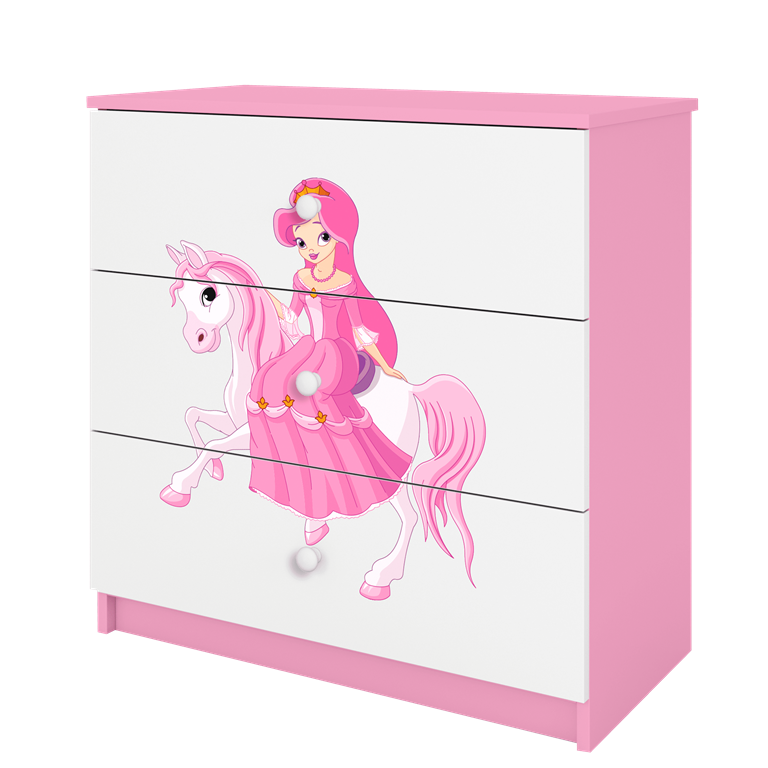 Komoda babydreams różowa księżniczka na koniku