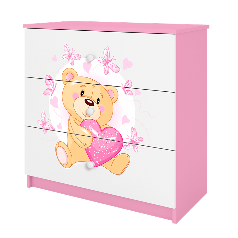 Komoda babydreams różowa miś motylki