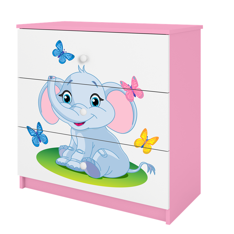Komoda babydreams różowa słonik