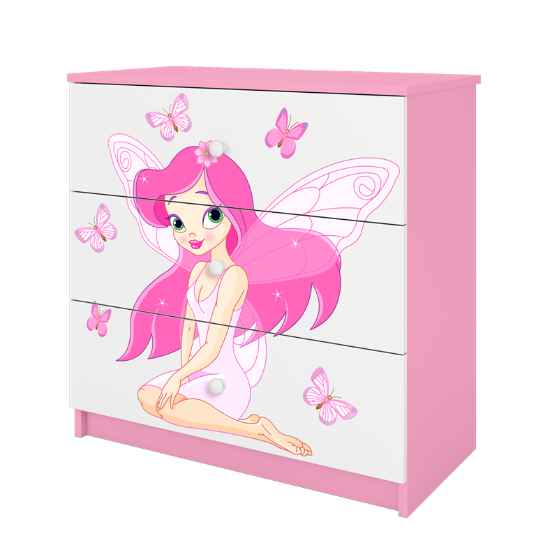 Komoda babydreams różowa wróżka z motylkami