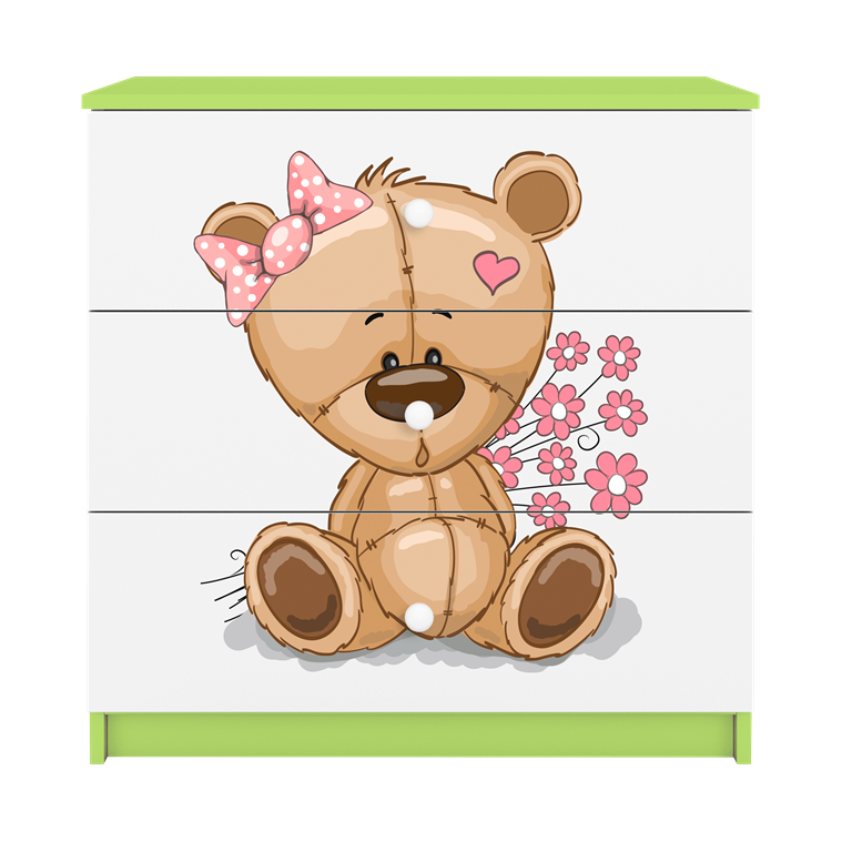 Komoda babydreams zielona miś kwiatki