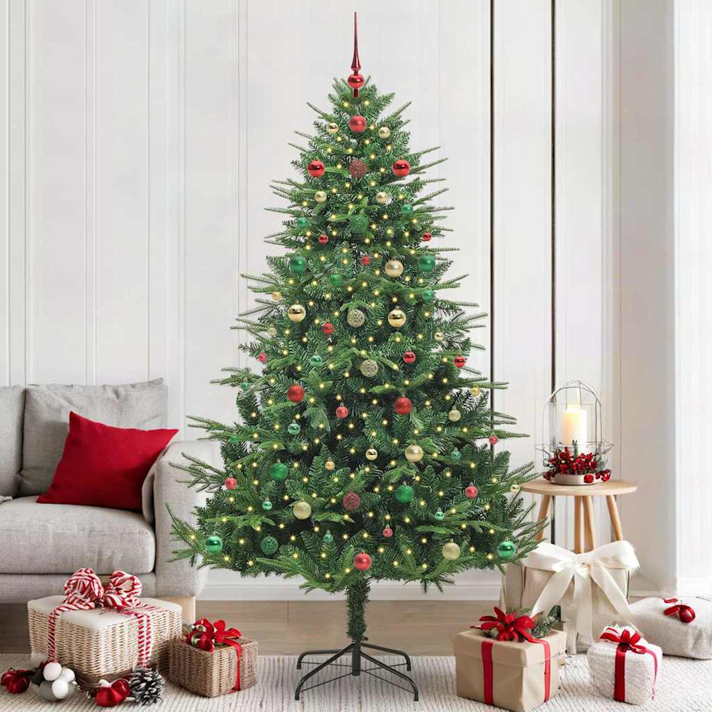 Mākslīgais Iepriekš Apgaismotais Ziemassvētku Koks Ar Bumbu Komplektu Vidaxl