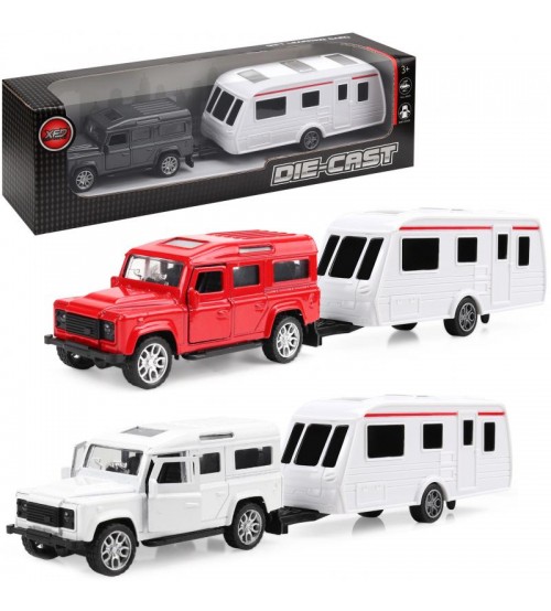 Metāla auto džips ar kemperi (inerce, atver.durvis) 35 cm dažādas HW22093034