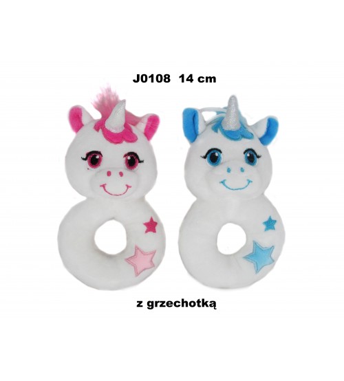 Plīša grabulis vienradzis 14 cm (J0108) zilā/rozā krasā 154064