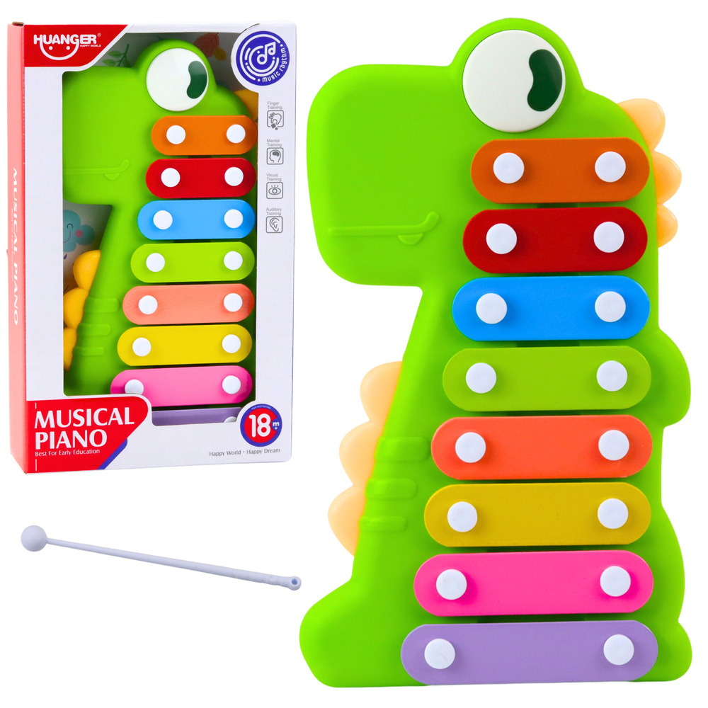 Cymbals Musical Instrument for Toddlers 8 Tiles Dinosaur Green