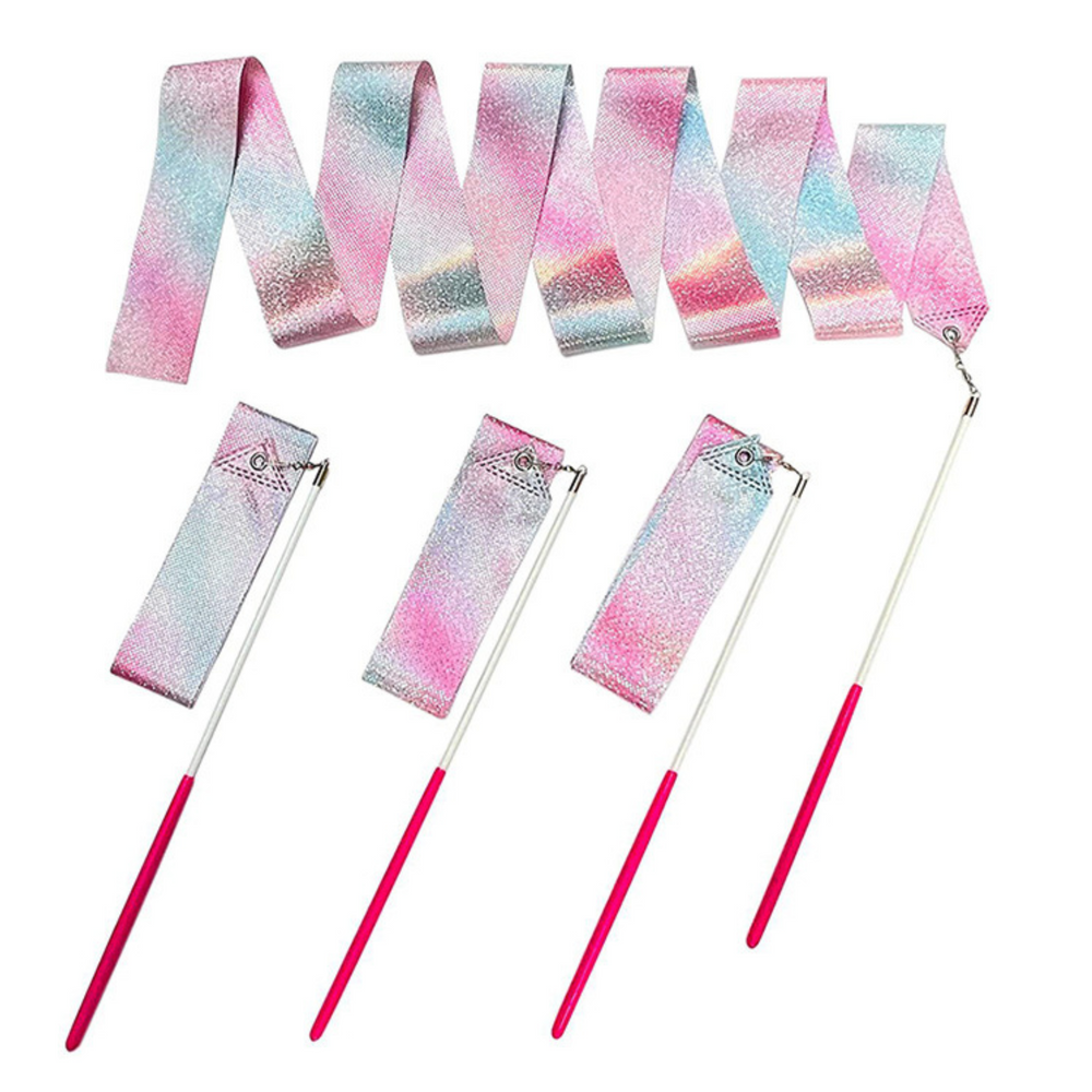 Gymnastic Ribbon For Dance Exercises Pink Violet Blue Shiny