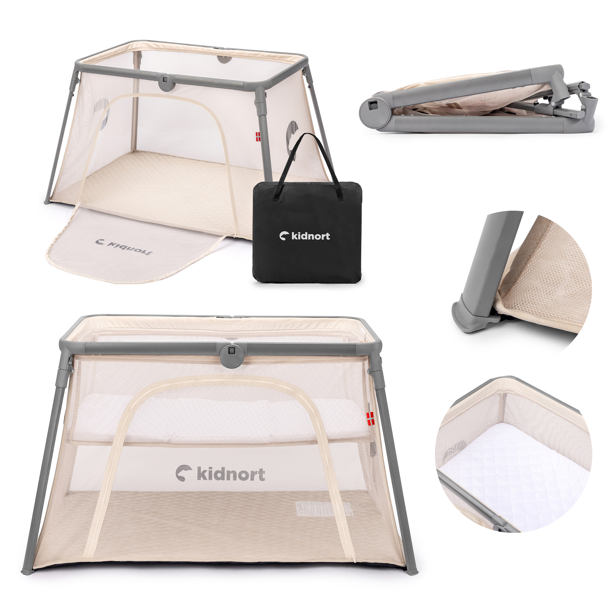 Kidnort Bleke Unique beige Bērnu ceļojumu gultiņa