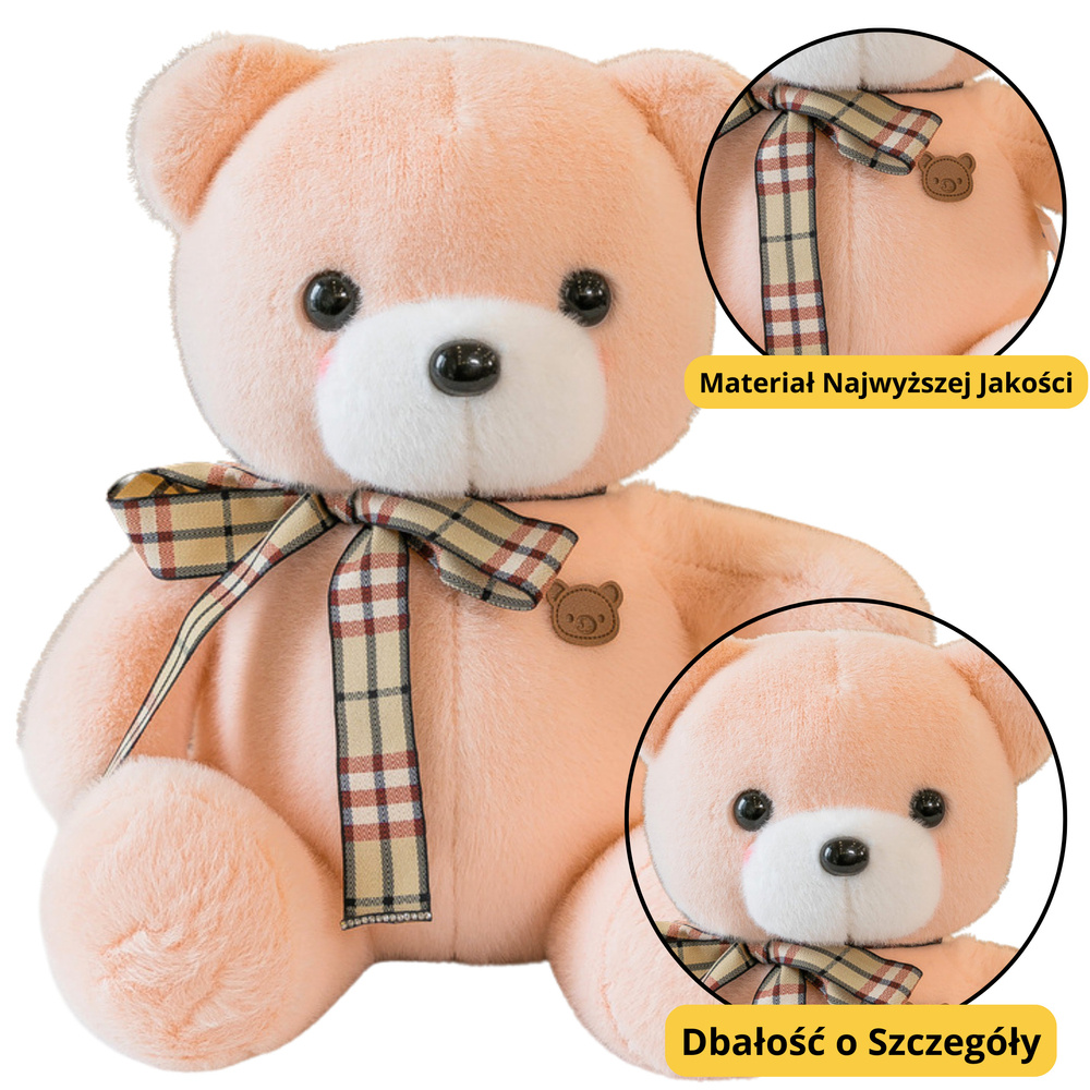 Plush Mascot Cuddly Toy Teddy Bear With Bow Cream 23cm
