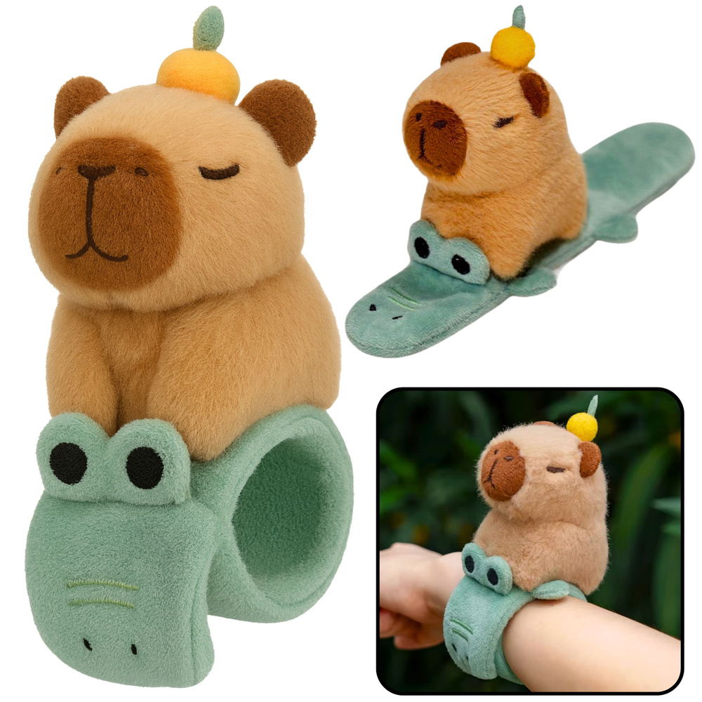 Plush Self-tightening Wristband Crocodile with Capybara