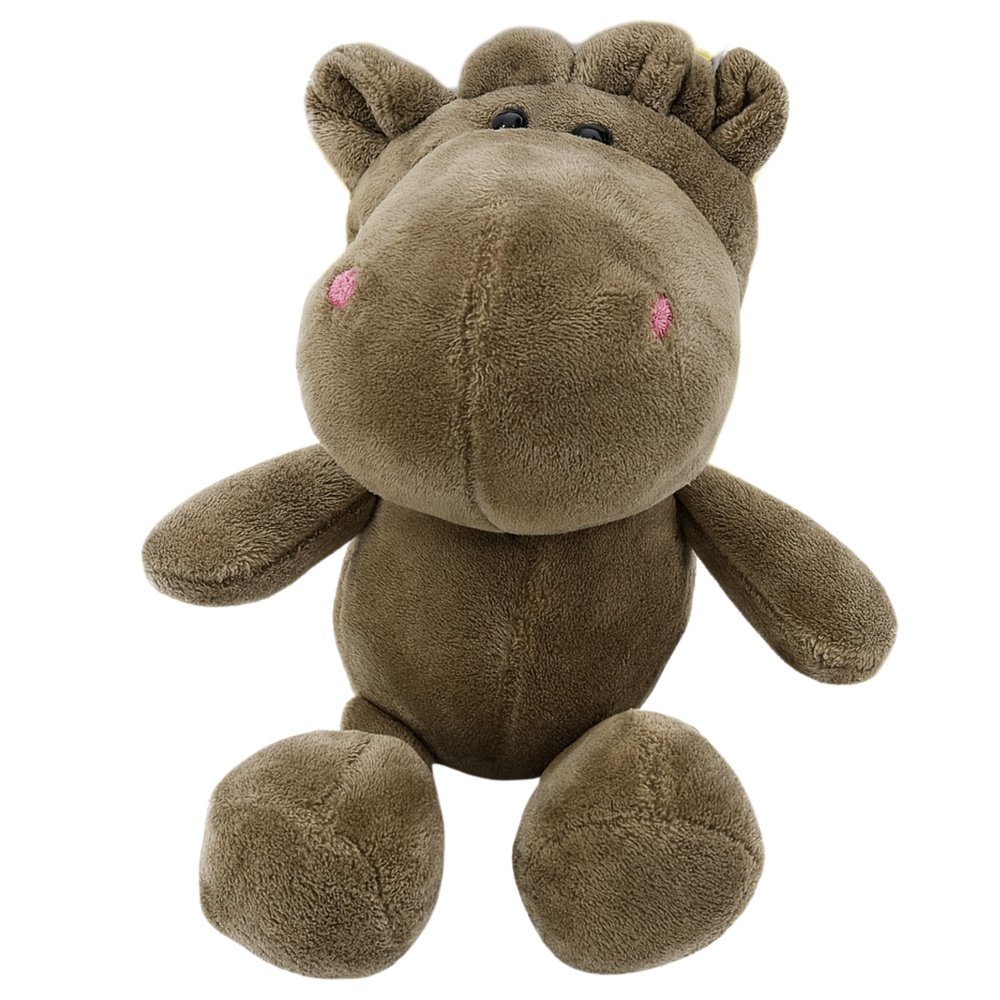 Plush Toy Hippopotamus with Suction Cup Brown 23 x 12 cm