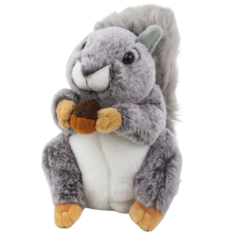 Plush Toy Squirrel with a Nut, Gray, 22cm