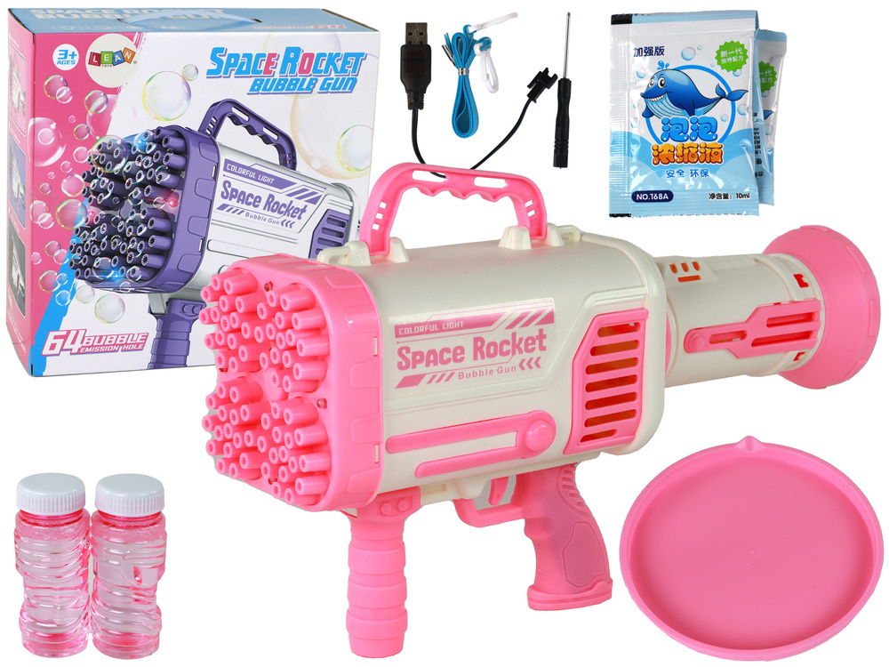 Soap Bubble Machine Soap Bubbles Electric Gun Pink