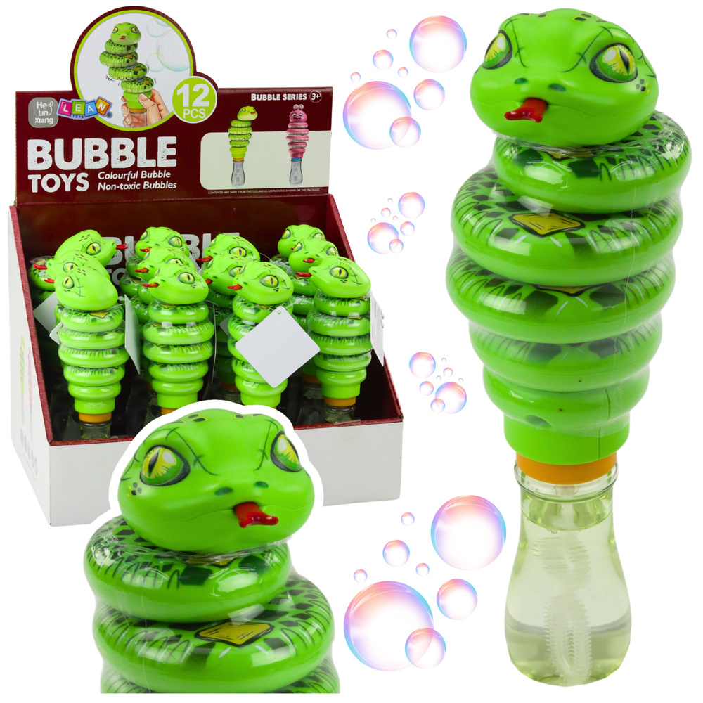 Soap Bubbles Snake Rotating Toy 2in1 Green