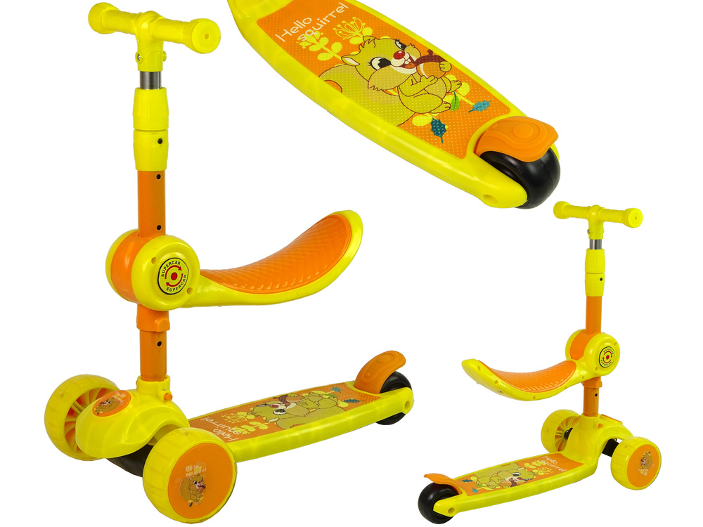 Three-wheeled Balancing Scooter Saddle Yellow Music Diodes Squirrel
