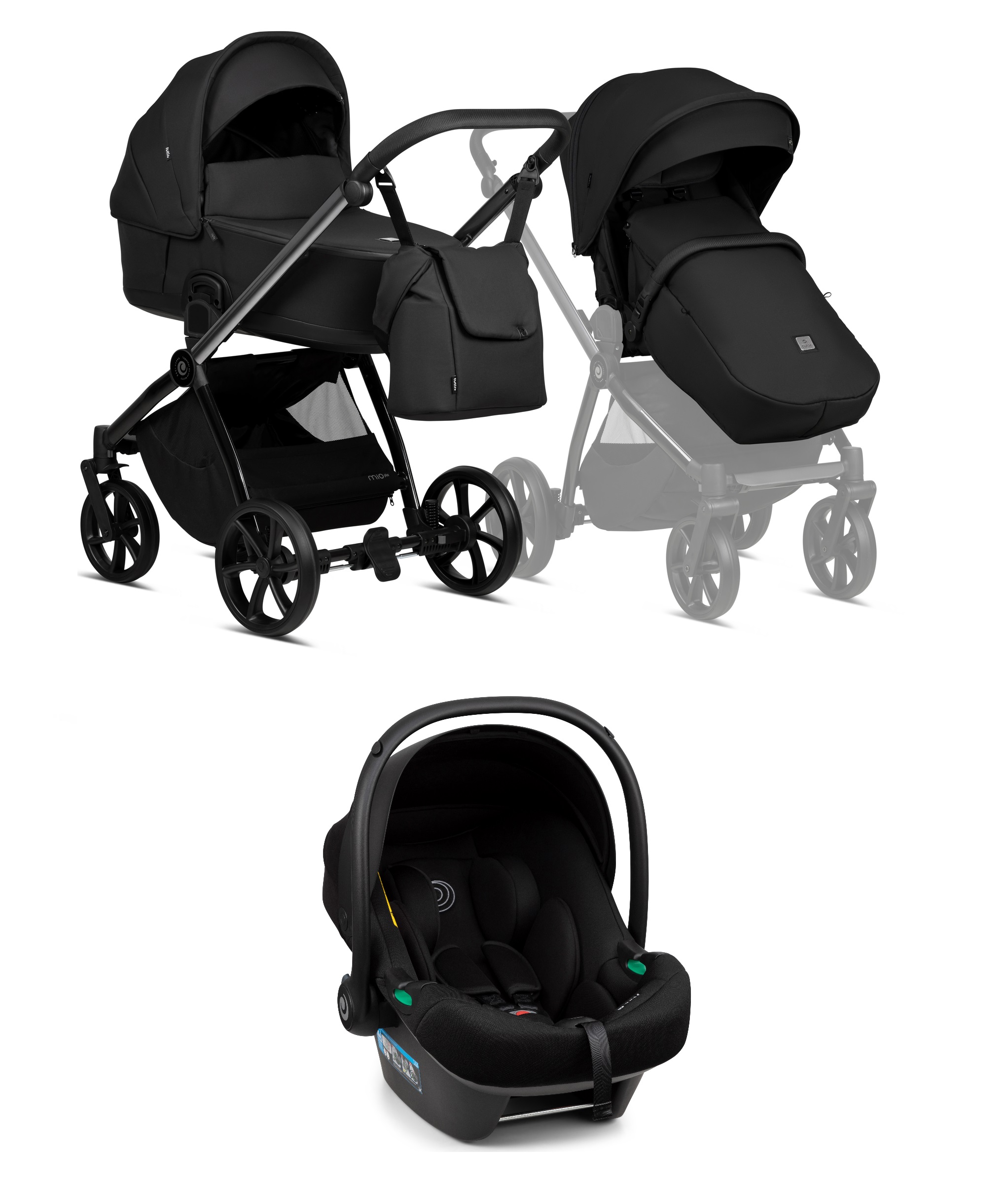 Tutis Mio 3+ BLACK EDITION Obsidian 060 Bērnu rati 3in1