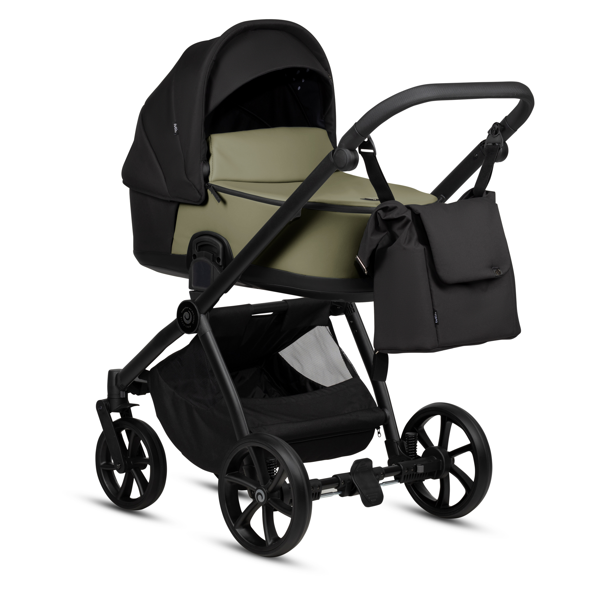 Tutis Mio 3+ LEATHER Olive 025 Bērnu rati 3in1