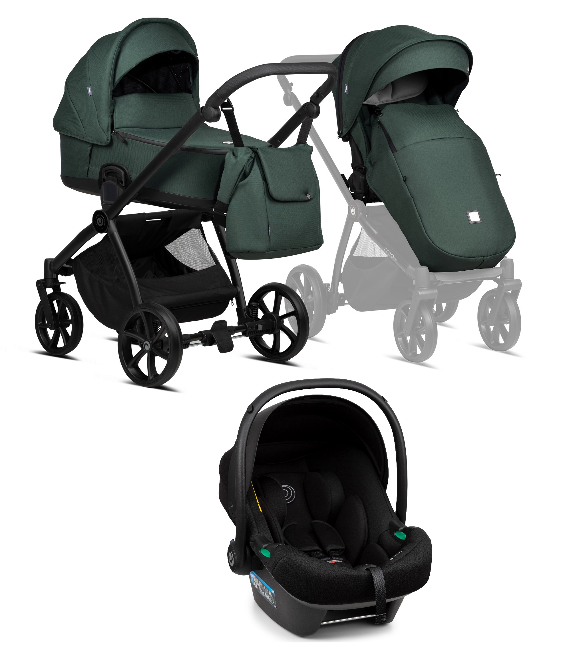 Tutis Mio 3+ Pacific Green 240 Bērnu rati 3in1